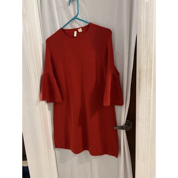 MOTH Dress Womens Medium Cherry Red Chester Bell Sleeve Sweater Anthropologie - Picture 2 of 8
